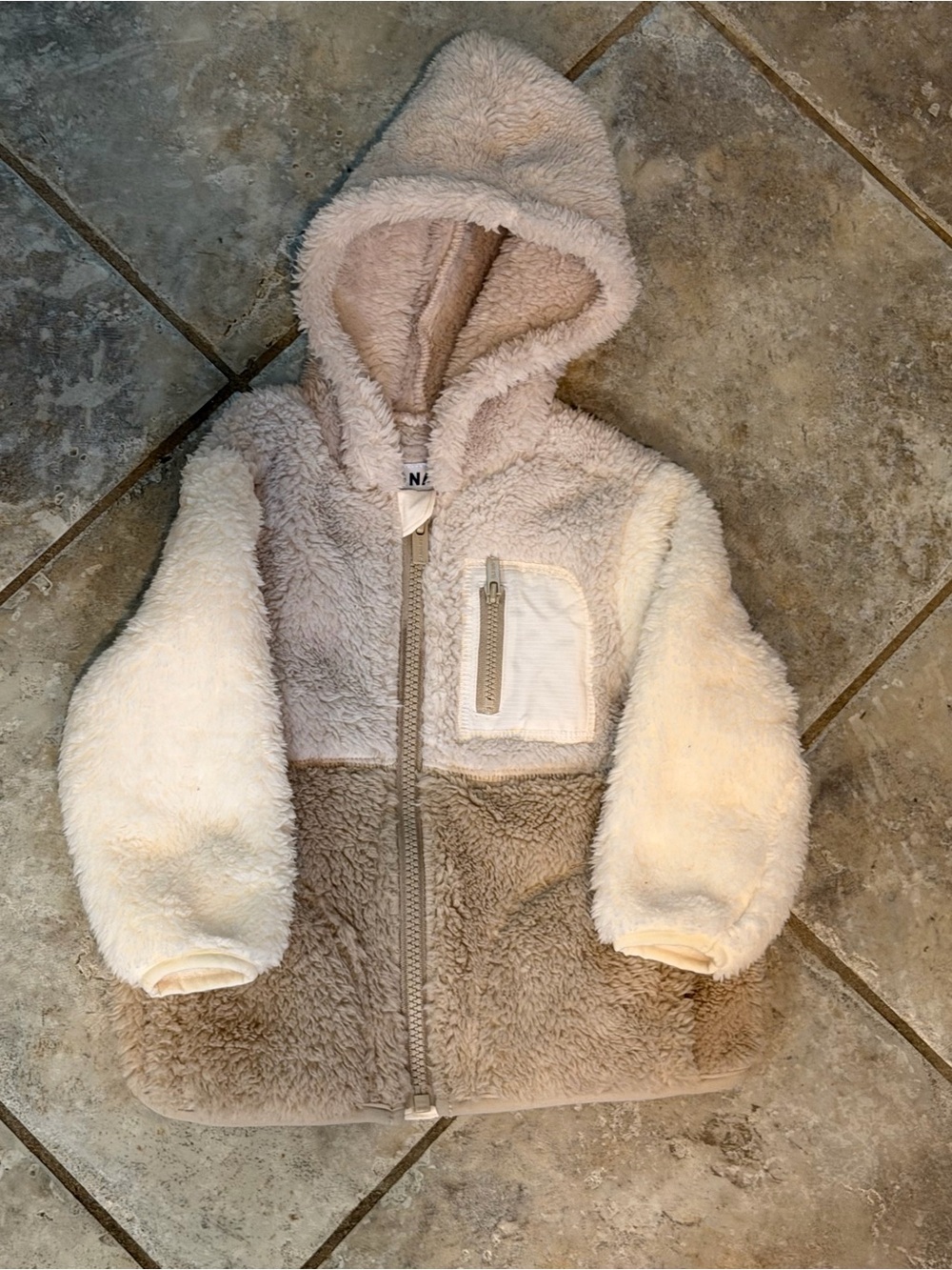 Old Navy Cream and Beige Sherpa Hooded Jacket
